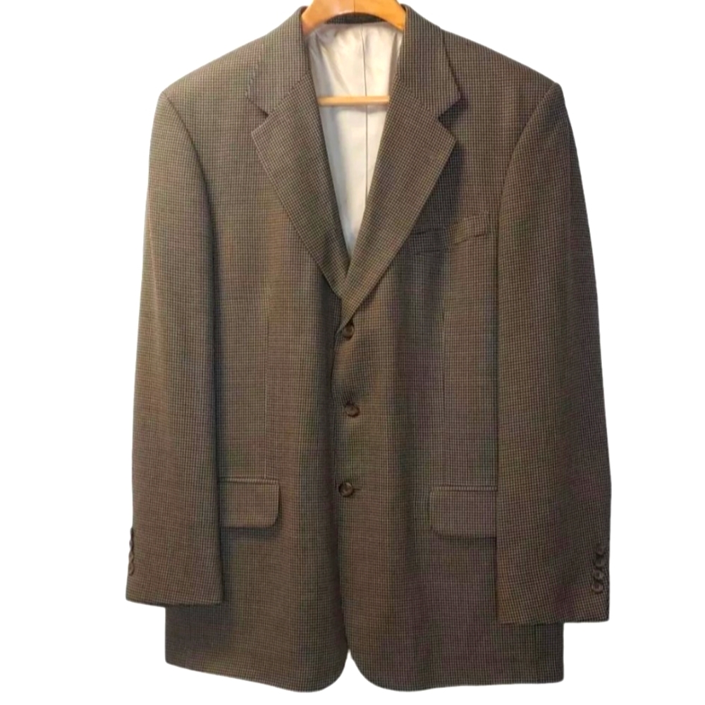 Oscar de la Renta Sport Coat Wool Blazer Jacket Men 46 EUR 43L Tweed Houndstooth